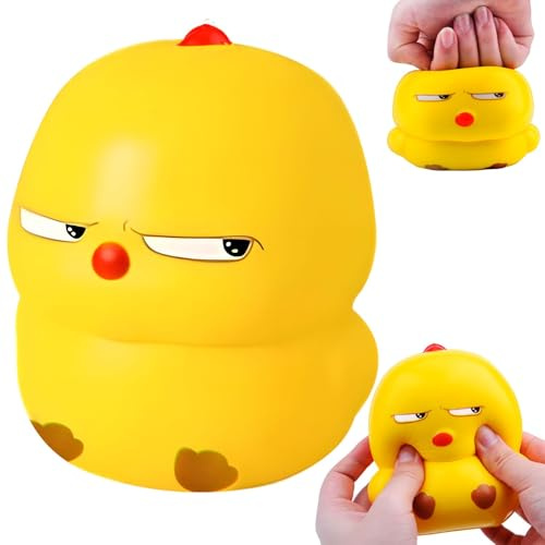 Ruichi Stressball, Squishy Antistressball, Kleines Gelbes Huhn, Hühner Anti Stress Bälle, Lustiger Antistressball für Erwachsene und Kinder, Anti Stress Spielzeug Geschenke