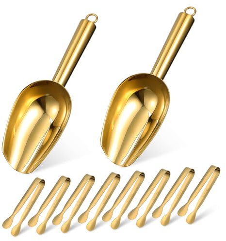 MAGICLULU 2 pezzi Ghiaccio in Acciaio Inossidabile con Pinze per Servire Resistenti e Antiruggine per Bar Cucina Festa Buffet Cocktail