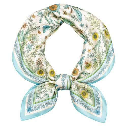 MAIRY Satin Square Scarf in Floral Bandana for Women Men Silk Feeling Head ScarfS Lightweight Neckerchief Gift SF-M78