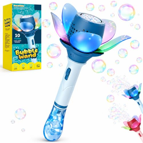 Machine à Bulles Portable Automatique pour Enfants 2000 Bulles/Min (Bleu) | Design Silencieux, 2 Solutions à Bulles, Fonctionne à Piles, Avec Cordon Inclus