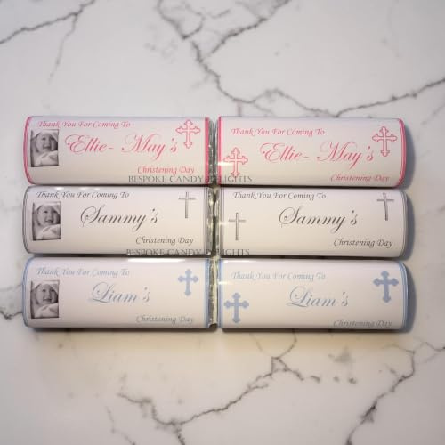 100 Personalised DIY Boys - Girls Christening Day Party Table - Party Bags Favours Chocolate Bar Wrappers CK3