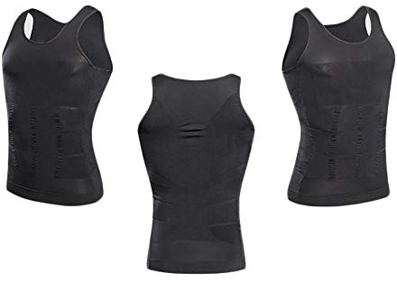 G&F män Body Shaper Tanktops slank kompression Shapwear elastisk bröst/magen döljer gynäkomasti moobs väst (färg: Gray, storlek: XL)