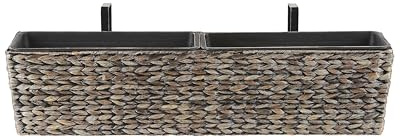 Maceta marrón con tejido de jacinto de agua rectangular 80 x 20 cm con agujeros de drenaje Kawala