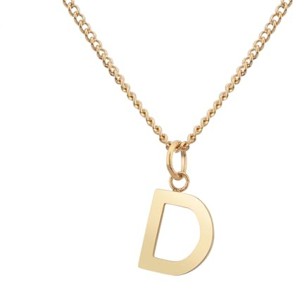 Kedja med bokstaven D Guld 18 karat - Vattentät I Guldkedja för damer med A-Z hänge I Initial Letter Chain
