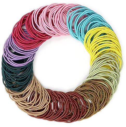 Kavya Gomas Pelo, 200 Piezas 2 mm Gomas de Pelo, Multicolor Pelo Gomas sin Metal Suave Elástico, para el Cabello Adecuada para Cabello Grueso y Rizado de Mujeres y Niñas-F