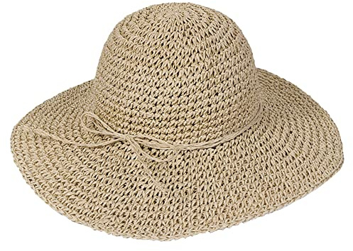 FSSTUD Foldable Wide Brim Hat Women Floppy Sun Hat Summer Beach Straw Hat Sun Visor Hat Beach Cap for Women Beige