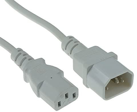 ACT Kaltgerätekabel 3m, C13 zu C14 Kaltgerätekabel Verlängerung, IEC Stecker zu Buchse 3 Pin - AK5427 Weiss