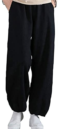 Pantalones Tai Chi Kung Fu Unisex Lino De Algodón Respirable Sueltos Artes Marciales Practicar Pantalones De Yoga Acogedor Pantalones De Entrenamiento De Taekwondo Deportivos,004,L