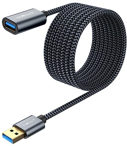 SUNGUY USB Verlängerungskabel 3M, 5Gbps Superschnell, A Stecker Auf A Buchse für Kartenlesegerät, Tastatur, Drucker, Scanner, Kamera - Grau