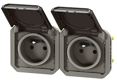 prise de courant - 2 x 2p+t - horizontale - anthracite - composable - legrand plexo 069842l