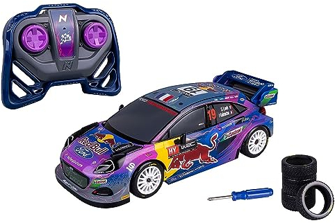 Nikko 10400 fjärrstyrd bil M-sport Ford Puma 28 cm, med extra uppsättning däck och skruvdragare, RC rallye bil med 2,4 GHz fjärrkontroll, 30 m räckvidd, från 6 år