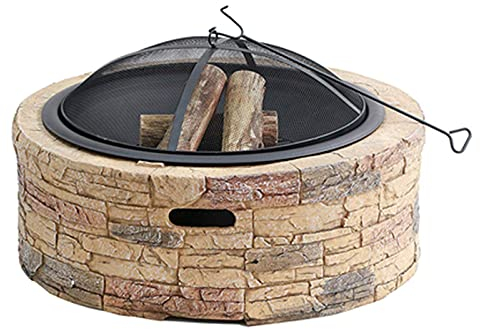 Braciere da Giardino, Braciere a Legna, Griglia per Barbecue, Caminetto in Pietra Imitata nel Patio del Cortile (Stile 1)