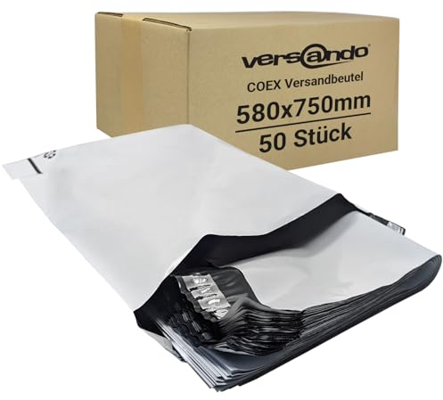 versando Folien Versandbeutel Versandtaschen blickdicht Folie Plastik selbstklebend 58 x75 cm - 50 Stück