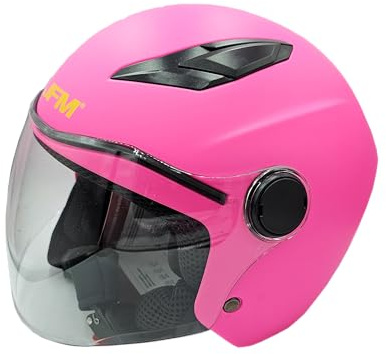 Casco Scooter Moto Niño Niño Niña Protector ECE 22 06 Fluo Mate (Rosa Fluo, S)