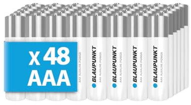 BLAUPUNKT Batterie alcaline AAA Confezione da 48, per orologi da parete e telecomandi TV, LR03BPO/48