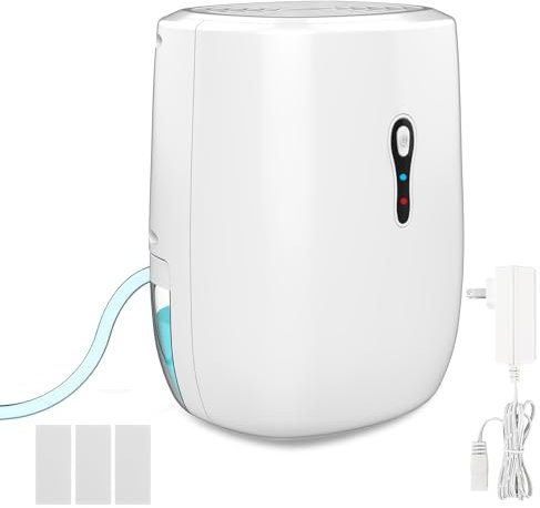Dehumidifier with Drain Hose. Litever Small Portable Dehumidifier. Auto-OFF. Drain Hose for Continuous Drainage. Effective for Small Bathroom Pantry Closet Basement Wardrobe Gun safe RV Trailer Camper