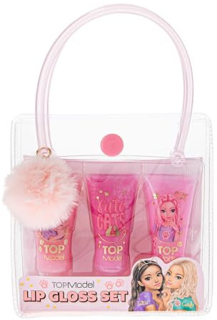 Depesche 11990 TOPModel - Lipgloss Set Beauty and Me, im Täschchen für Kinder, 3 Glosse in Rosatönen mit fruchtigen Düften