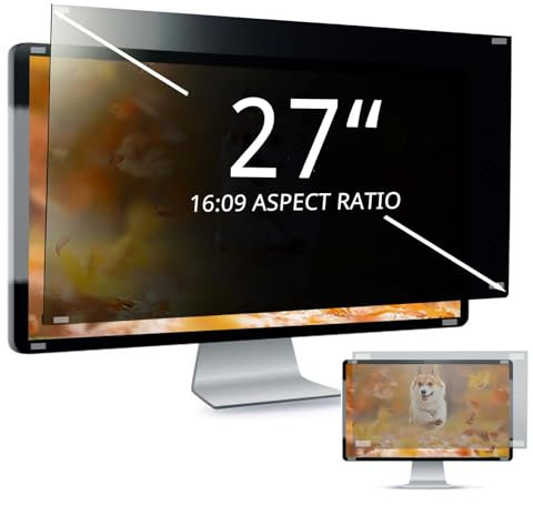EliWhale Blickschutzfolie für 27 Zoll 16:9 Monitor, Abnehmbarer Sichtschutzfilter mit Blaulichtfilter, HD Privacy Screen mit Anti-Glare & Blendschutz,Breite x Höhe: 598 mm x 337 mm