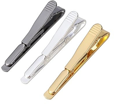 LIFKOME Krawattenklammer Herren 3 Stück Krawattenspange Krawattennadel Silber Schwarz Gold Edelstahl Langlebig Anzug Krawattenclip für Business Party für Männer