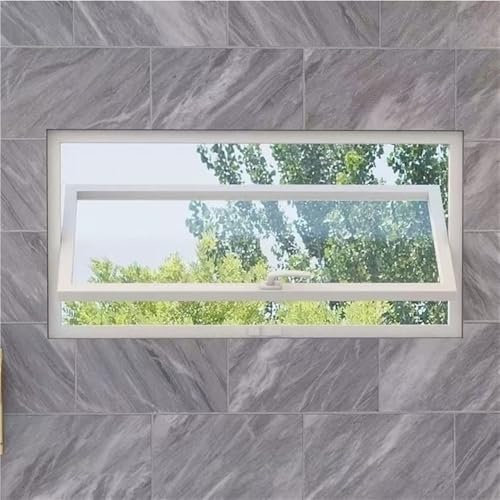 Litet skjul, hemventilationsfönster, fönster i härdat glas, litet skjutfönster, infällt källarfönster för vardagsrum hem kontor kök (vit, 80 x 40 cm)