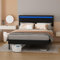 Jaxguom Polsterbett 140 x 200cm mit LED Bett Bettrahmen Doppelausführung Bettrahmen mit Lattenrost Holzlatten zur Unterstützung des Kopfteils,Schwarz