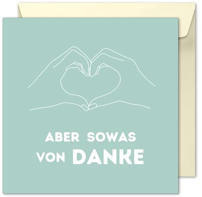 Generisch Premium Dankeskarte, Dankeschön Grußkarte, zum Abschied, für Hochzeiten, Freund, Freundin, Familie, Kollegen - stylische Grußkarte Sowas von Danke, quadratisch mit Umschlag