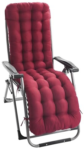 Surwin Cojín Tumbona Jardin Exterior, Cojines para Sillas de Jardin, Colchóneta para Tumbonas Sillas y Hamacas, Mecedora Exterior, para Terraza Balcón Playa -Color Sólido (Rojo Vino,48x155x8cm)