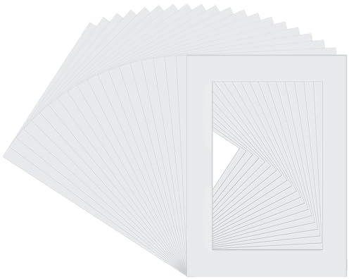 20 Pièces Passe Partout Cadre Photo Carton, Passepartout en Carton Blanc Sans Acide, Cadre Photo en Papier Rectangle pour Tirages Peinture Decoration, l'Encadrement Photos, Affiches (15 x 20,1 cm)