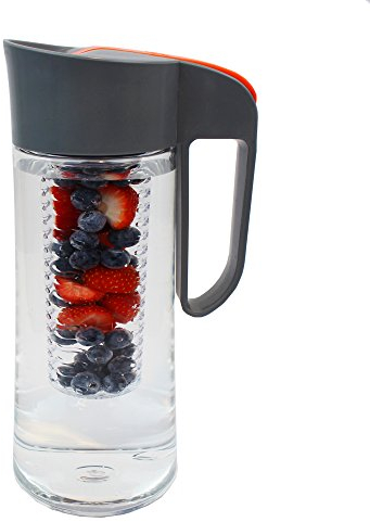 Cucina Sana Tritan 2 Liter Karaffe mit Einsatz - 100% BPA-frei für Wasser, Limonade, Apfelschorle, Früchte, Tee, Säfte und Eiswürfel (austauschbar) - Orange