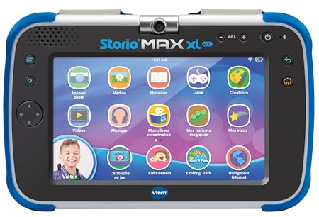 VTech - Storio Max XL 2.0 Bleue, Tablette Enfants Tactile, Éducative et Sécurisée avec Grand Écran Couleur, WiFi, Android, Appareil Photo, Cadeau Enfant de 3 Ans à 11 Ans - Contenu en Français