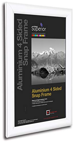 Stewart Superior A0 Aluminium 4 Sided 25mm Front Loading Picture/Poster Snap Frame - White, WHITEA0