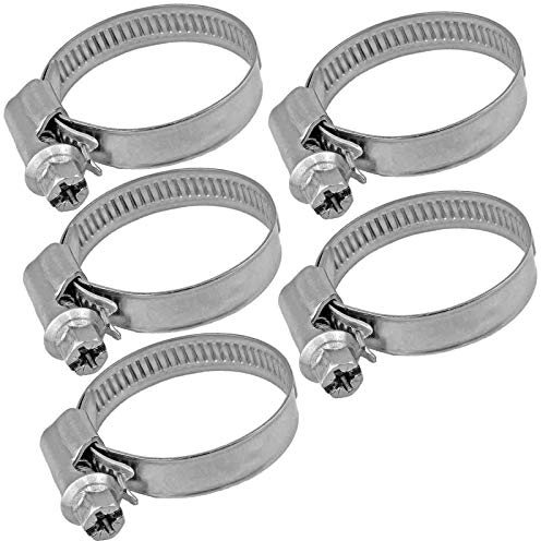 5 Stück Set Schlauchschelle aus Edelstahl V2A Spannbereich 25 mm 2,5 cm 1 bis 40 mm 4 cm 1 1/4 Zoll Außendurchmesser mit 9 mm 0,9 cm Bandbreite einstellbar Klemmschelle Binder Wasser Gartenschlauch