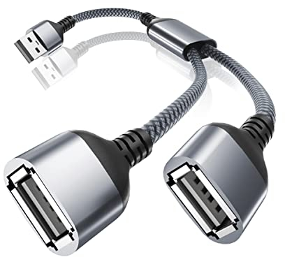 Itramax USB Splitter Y Kabel 1 zu 2 0,3M,USB-A 1 Stecker zu 2 Buchse Adapter,U/SB Y Verlängerungskabel Verteiler,Doppel Port U/SB 2-Fach Dock Hub,Doppelstecker für Mac,Auto,Xbox One,PS5,PS4,Laptop