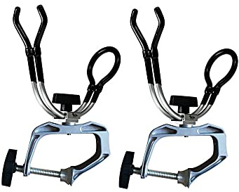 ZONADAH 2 Stück Angelrutenhalter U-Form mit Klemme 360 Grad verstellbare Drehung für Boot Kajak Kanu Fischerboot Zubehör zum Befestigen an Bootsschienen Küstengriffen