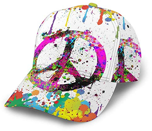 XVBCDFG Bunte Splash Peace Symbol Zeichen Malerei Kunst Baseball Kappe Sommer Caps Vintage Dad Cap Unisex Trucker Hut, Siehe Abbildung, One size