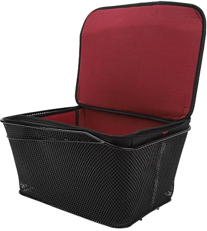 banapoy Panier arrière pour vélo, Panier à vélo en métal avec Couvercle imperméable, Convient la Plupart des Porte-vélos arrière, Sac de Rangement pour Porte-Bagages arrière de vélo banapoy0u6wpy2mvz