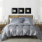 Bettwäsche Seide 220x240cm Grau Hellgrau Satin Glänzend Glatt Luxus Glanzsatin Einfarbig Bettwäsche Bettbezug Set Microfaser Seidenbettwäsche Einzelbett mit Reissverschluss und Kissenbezüge 80x80 cm