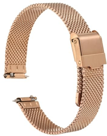 QUARKZMAN Bracelet de Montre en Maille 12mm en Acier inoxydable 316L Dégagement Rapide Réglable Bracelet de Montre en Métal pour Hommes et Femmes, Or Rose