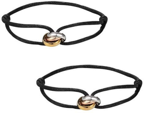 CAIHINIER 2 stycken segelrep armband, minimalistiskt armband, armband snörarmband ring i silver, guld och roséguld, 100 % vattentät och justerbar, Thanksgiving, jul, födelsedagspresent, Mittelgroße,
