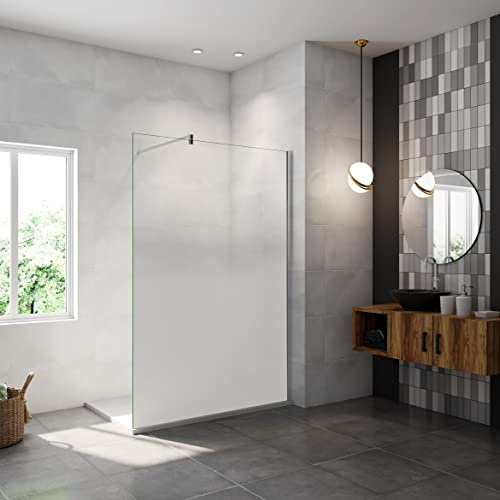 AICA paroi de douche à l'italienne 120x200cm Modèle Brume, avec barre de stabilisation 90cm en carré, paroi douche fixe en 8mm verre de sécurité
