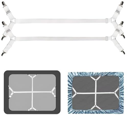 Tensor de sábana ajustable, 100 – 250 cm, ajustable, con clip de metal, adecuado para sábanas sin arrugas, colchones, fundas de sofá, sábanas de plancha