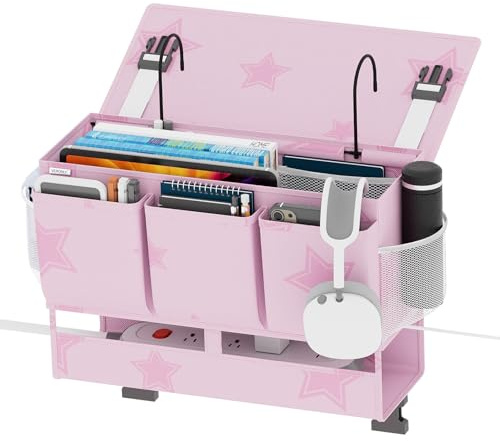 VERONLY Organisateur de lit à suspendre avec crochet de fixation - Sac de lit à suspendre - Sangle de suspension réglable pour livres, jouets, téléphone portable, écouteurs, dortoir, chambre de bébé