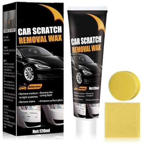 Pasta Rimuovi Graffi, Car Pasta Abrasiva per Carrozzeria, Cera per Riparazione Graffi Dell'auto, Riparazione Della Vernice Dell'auto, Macchie D'acqua e Sporco Superficiale, 120ml