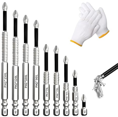 JXAXD 9 Stück Hochmagnetischer Schraubendreher-Bohrer-Bit-Satz, Magnetisch Schraubendreher Bit Satz, High Magnetic Screwdriver Drill Bit Set, mit Starker Magnetischer Haltbarkeit