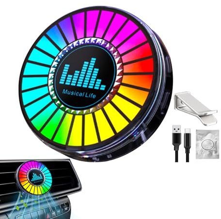 Lumière musicale rythmique - Lampe parfumée au contrôle du son - Petite lumière LED réactive avec synchronisation des rythmes - Lumière sonore ronde pour tableau de bord de voiture, atmosphère de