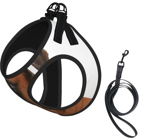 Chien Boxer au Visage Triste,Harnais pour Animaux de Compagnie, Harnais réfléchissant réglable pour Chien,M