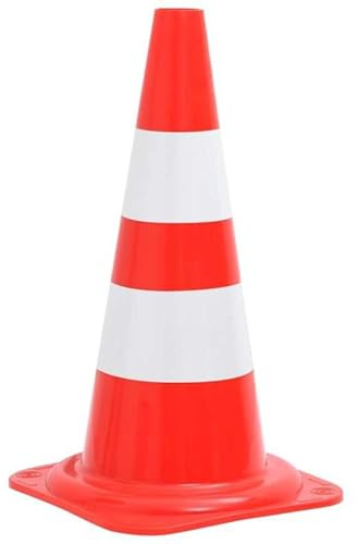 Lot de 20 cônes de signalisation réfléchissants. Rouge et blanc 50 cm - Matériau PE, durable et résistant aux intempéries - Idéal pour les parkings, les chantiers de construction et la sécurité