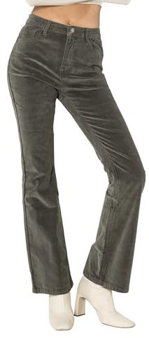 Nina Carter J221 Pantalon pour femme en velours côtelé stretch velouté taille haute bootcut vintage pantalon évasé jean en velours côtelé, S