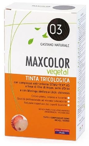 Vital Factors Italia Maxcolor Vegetal Tinta Tricologica 03, Castano Naturale, 140 ml