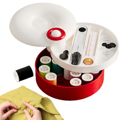 Juego de agujas e hilos - Herramientas de punto magnéticas giratorias - Kit de costura portátil con pedaleador, para sastres, adultos, principiantes, viajes, hogar, uso diario, dormitorio, ropa
